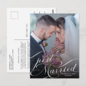 Just Married Elegantes Foto Hochzeitsankündigung Postkarte (Vorne/Hinten)