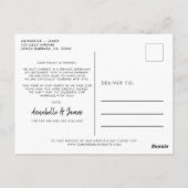 Just Married Elegantes Foto Hochzeitsankündigung Postkarte (Rückseite)