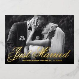 Just Married | Elegantes Foto Hochzeitsempfang Folieneinladung