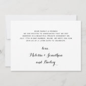 Just Married Elopement Dog Wedding Ankündigung (Rückseite)