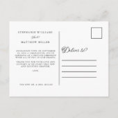 Just Married Elopement Dusty Rose Rosa Elegant Einladungspostkarte (Rückseite)