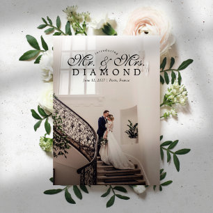 Just Married Elopement Hochzeitsankündigung Foto Ankündigung