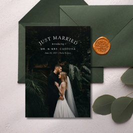 Just Married Elopement Hochzeitsankündigung Foto Ankündigung