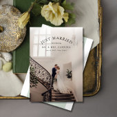 Just Married Elopement Hochzeitsankündigung Foto Ankündigung