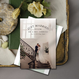 Just Married Elopement Hochzeitsankündigung Foto Ankündigung