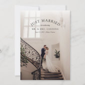 Just Married Elopement Hochzeitsankündigung Foto Ankündigung (Vorderseite)