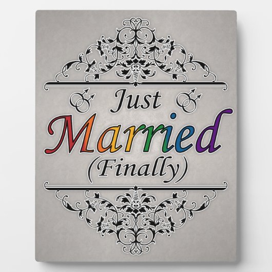 Just Married (Endlich) Gay Pride Design Fotoplatte (Vorderseite)