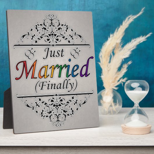 Just Married (Endlich) Gay Pride Design Fotoplatte (Seite)