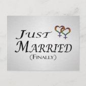 Just Married (Endlich) Lesben Pride Design Ankündigungspostkarte (Vorderseite)