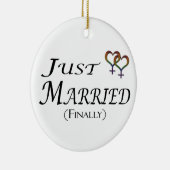 Just Married (Endlich) Lesben Pride Design Keramik Ornament (Rechts)