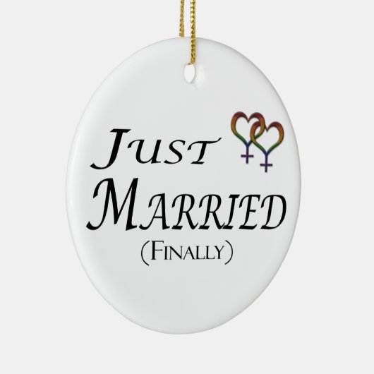 Just Married (Endlich) Lesben Pride Design Keramik Ornament (Rechts)