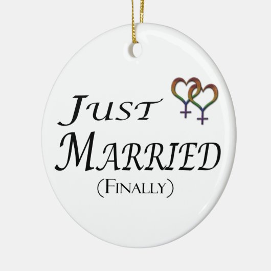 Just Married (Endlich) Lesben Pride Design Keramik Ornament (Links)