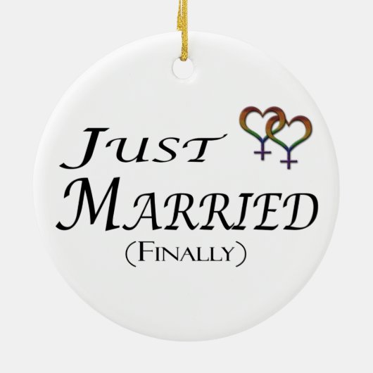 Just Married (Endlich) Lesben Pride Design Keramik Ornament (Hinten)
