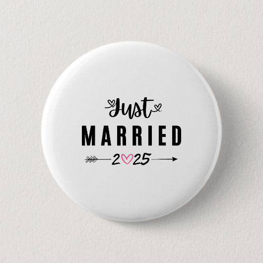 Just Married Est 2025 Flitterwochen Hochzeitspaare Button (Vorderseite)