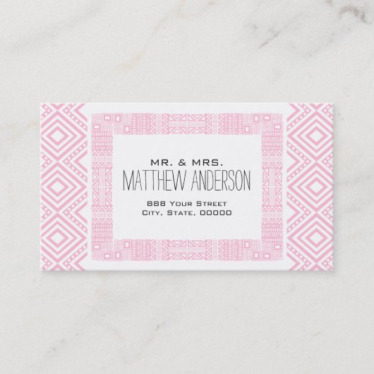 Just Married Ethnic Boho-chic Calling Card 1 Telefonnummerkarte (Vorderseite)
