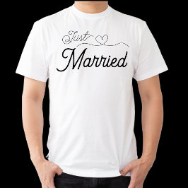 Just Married Extravagant Script Heart Newlywed T - T-Shirt