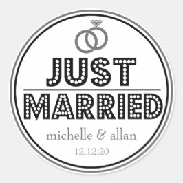 Just Married Favor Stickers (Schwarz / Grau)