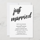 "Just Married" - Fett-Script-Hochzeitsempfang Einladung (Vorderseite)