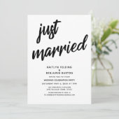 "Just Married" - Fett-Script-Hochzeitsempfang Einladung (Stehend Vorderseite)