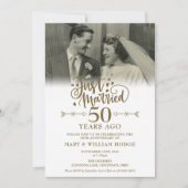 Just Married Foto 50. Hochzeit Jahrestag Einladung (Vorderseite)
