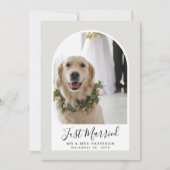 Just Married Foto Arched Frame Wedding Ankündigung (Vorderseite)