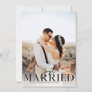 Just Married Foto Black Typografy Ankündigung