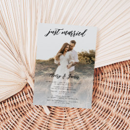 Just Married Foto Calligraphy Wedding Elopement Einladung