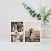 Just Married Foto Collage Hochzeitsankündigung (Stehend Vorderseite)