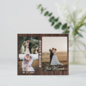 Just Married Foto Collage Hochzeitsankündigung (Stehend Vorderseite)