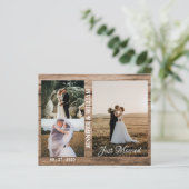 Just Married Foto Collage Hochzeitsankündigung (Stehend Vorderseite)
