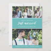 Just Married Foto Collage Hochzeitsankündigung Einladung (Vorderseite)