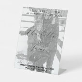 Just Married Foto Guest Book Tabletop Unterzeichnu Sockelschild (Vorderseite)