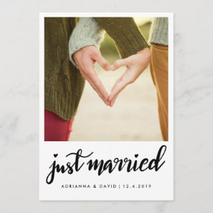 Just Married Foto Hochzeit Handgeschriebenes S Ankündigung