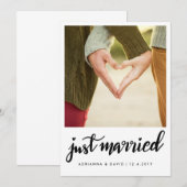 Just Married | Foto Hochzeit | Handgeschriebenes S Ankündigung (Vorne/Hinten)