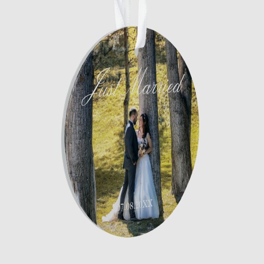 Just Married Foto Ornament (Vorderseite)