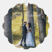 Just Married Foto Ornament Karte (Rückseite)