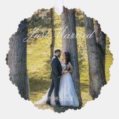 Just Married Foto Ornament Karte (Vorderseite)