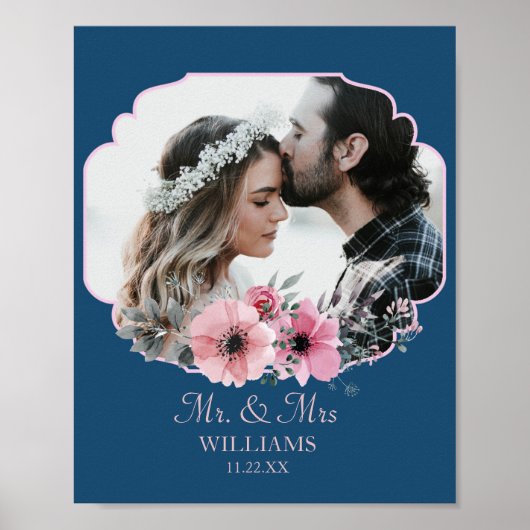 Just Married Foto Portrait Ehe Jahrestag Poster (Vorne)
