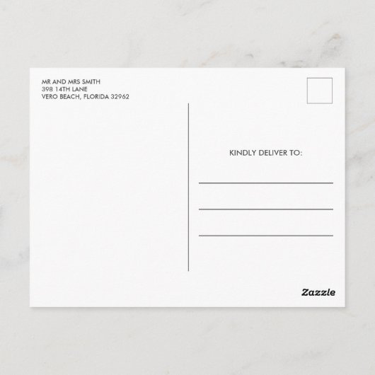 Just Married Foto Wedding Blank Vielen Dank Postkarte (Rückseite)