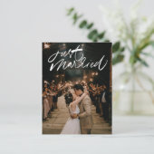 Just Married Foto Wedding Vielen Dank Postkarte (Stehend Vorderseite)