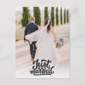 Just Married Foto Wedding Vielen Dank Postkarte (Vorderseite)