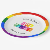Just Married Gay Wedding Couple LGBTQ Pappteller (Schrägansicht)