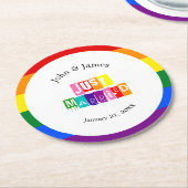 Just Married Gay Wedding Couple LGBTQ Runder Pappuntersetzer (Angewinkelt)