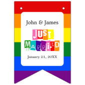 Just Married Gay Wedding Party Pride Rainbow LGBTQ Wimpelkette (Erste Fahne)