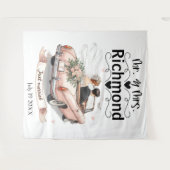 Just Married Getaway - Hintergrund für Hochzeiten Wandteppich (Vorderseite (Horizontal))