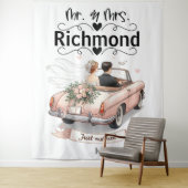 Just Married Getaway - Hintergrund für Hochzeiten Wandteppich (Beispiel)