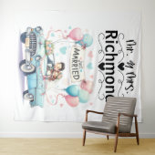 Just Married Getaway - Hintergrund für Hochzeiten Wandteppich (Beispiel (Horizontal))