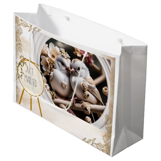 Just Married Gift Bag Große Geschenktüte (Vorderseite Schrägansicht)