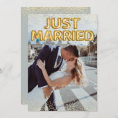 Just Married Gold Balloons Hochzeitsfest Foto Ankündigung (Vorne/Hinten)