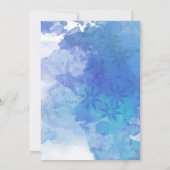 Just Married Gold Border Abstrakt Blue Splashes Einladung (Rückseite)
